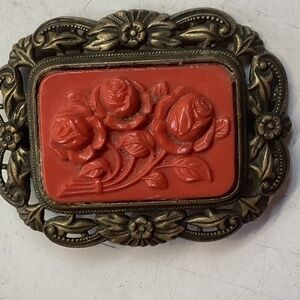 Cinnabar Brooch Pin